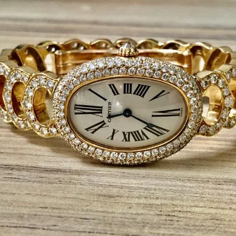 Cartier Baignoire 1954 31mm Yellow gold Silver