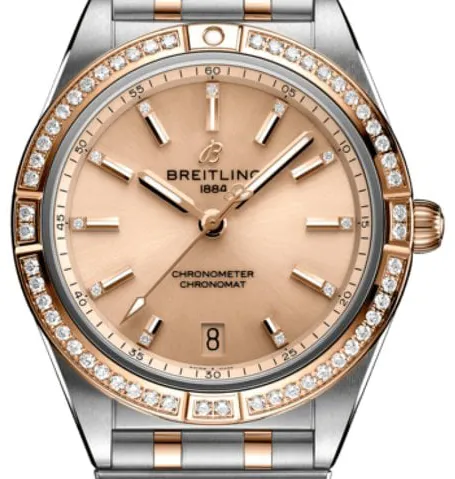 Breitling Chronomat U10380591K1U1 36mm Yellow gold and Stainless steel Pink