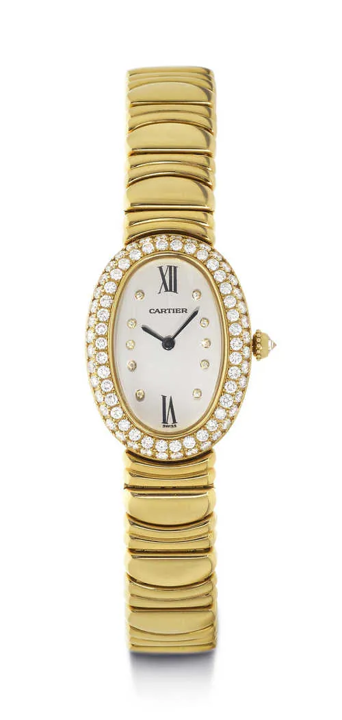 Cartier Baignoire 1954 22mm Yellow gold and Diamond Silver