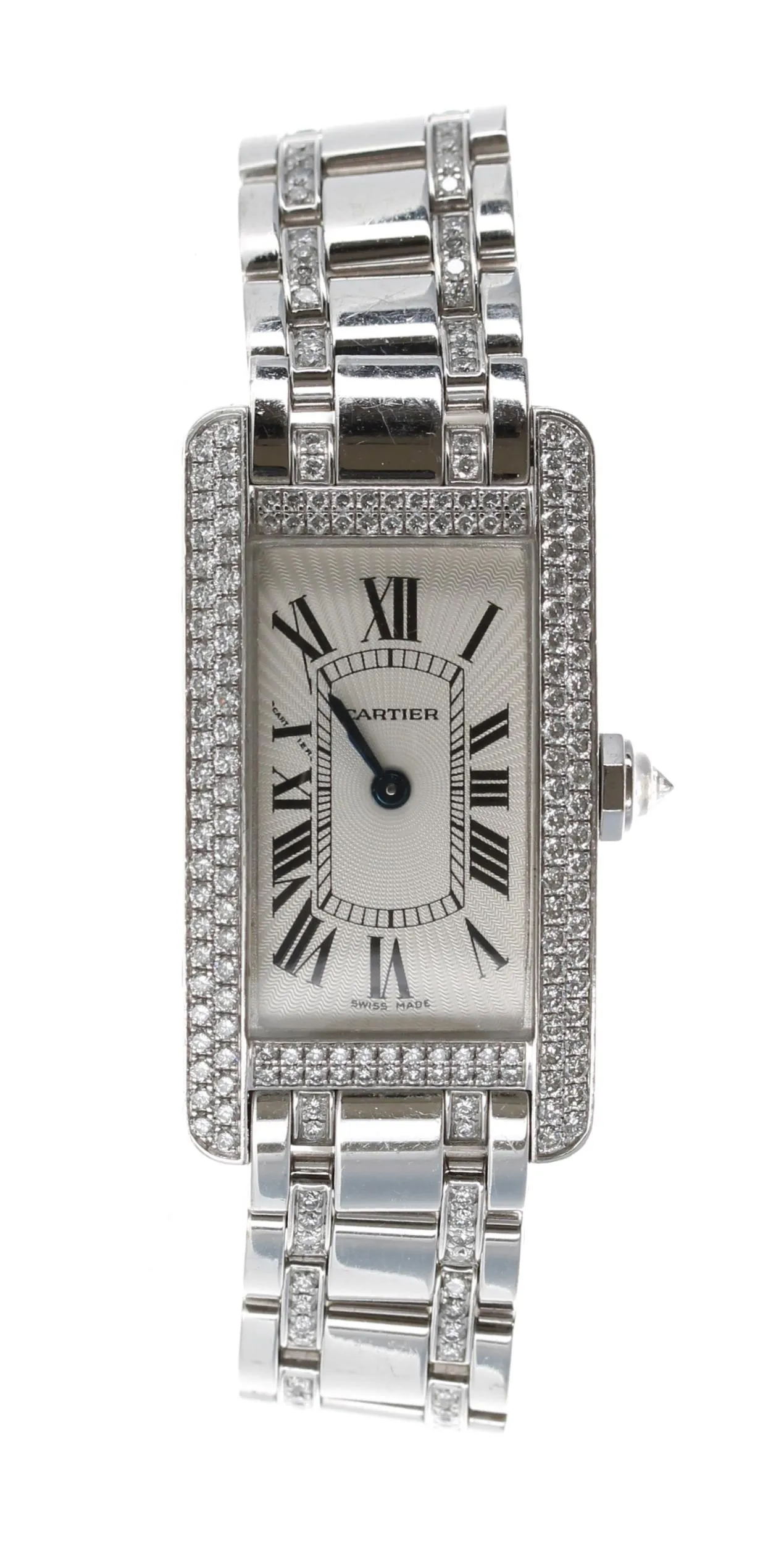 Cartier American Tank 2489 19mm White gold Silver
