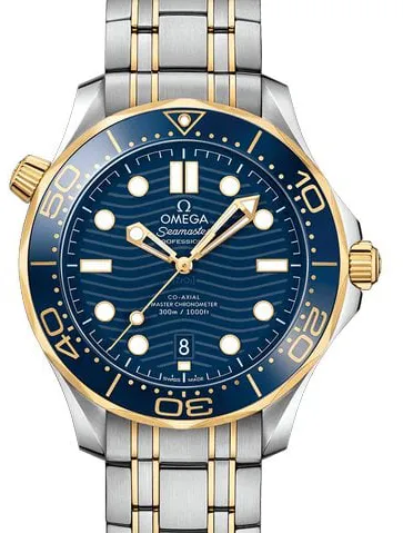 Omega Seamaster Diver 300M 210.20.42.20.03.001 42mm Yellow gold and Stainless steel Blue