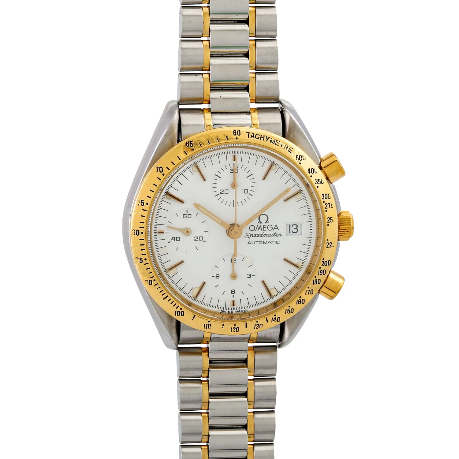 Omega Speedmaster Date 175.0043 38mm Yellow gold and stainless steel White
