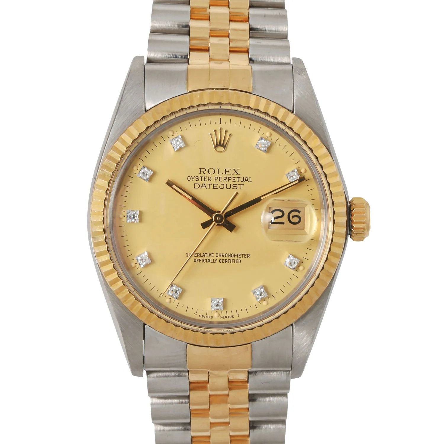 Rolex Datejust 36 16013 36mm Yellow gold and stainless steel Champagne