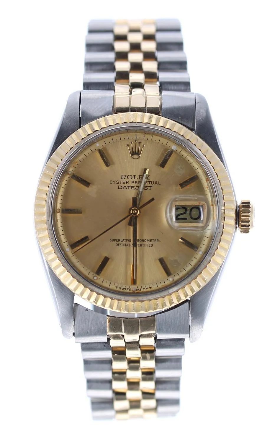 Rolex Datejust 1603 36mm Yellow gold and stainless steel Champagne