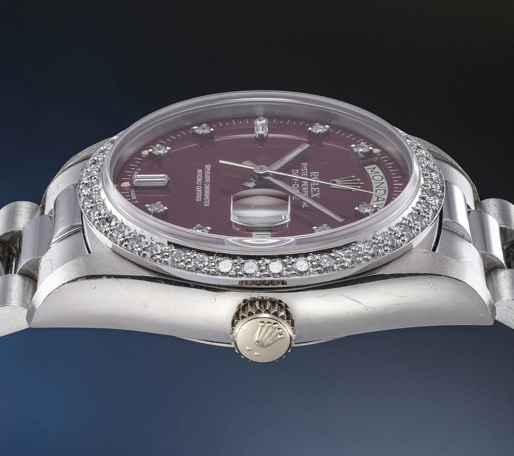 Rolex Day-Date 36 18049 36mm White gold Burgundy Stella 1