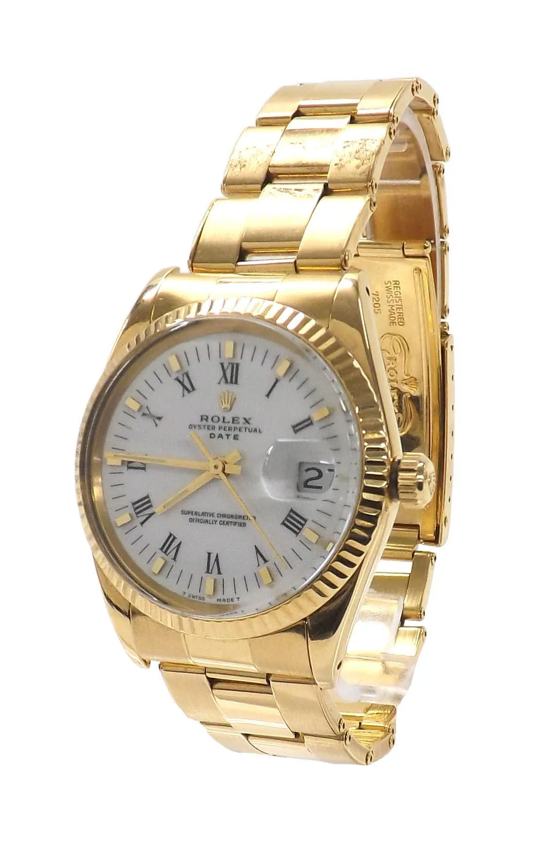 Rolex Oyster Perpetual Date 15038 34mm Yellow gold Silver