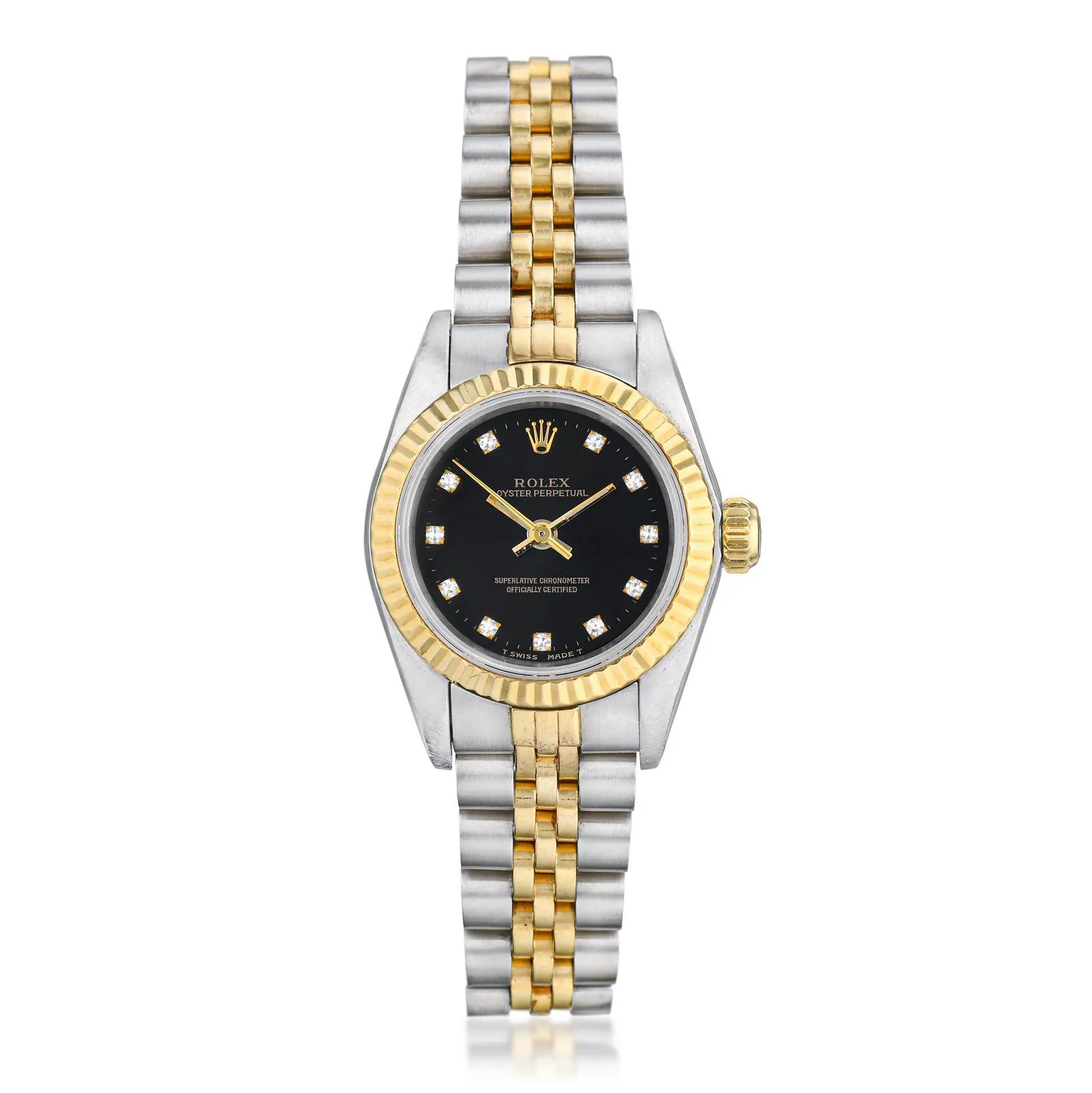 Rolex Oyster Perpetual 67193 26mm Yellow gold and Stainless steel Black