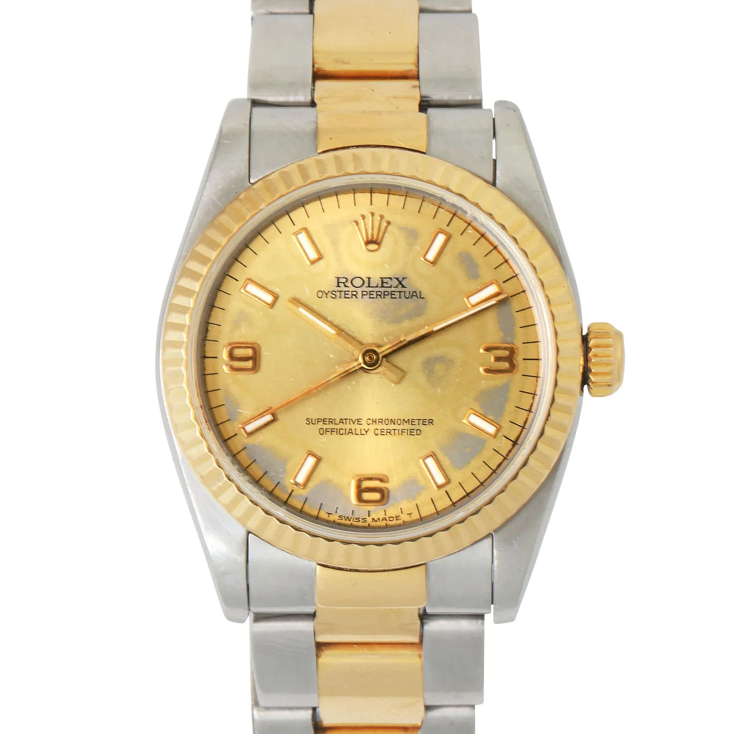 Rolex Oyster Perpetual 31 67513 30mm Yellow gold and stainless steel Champagne