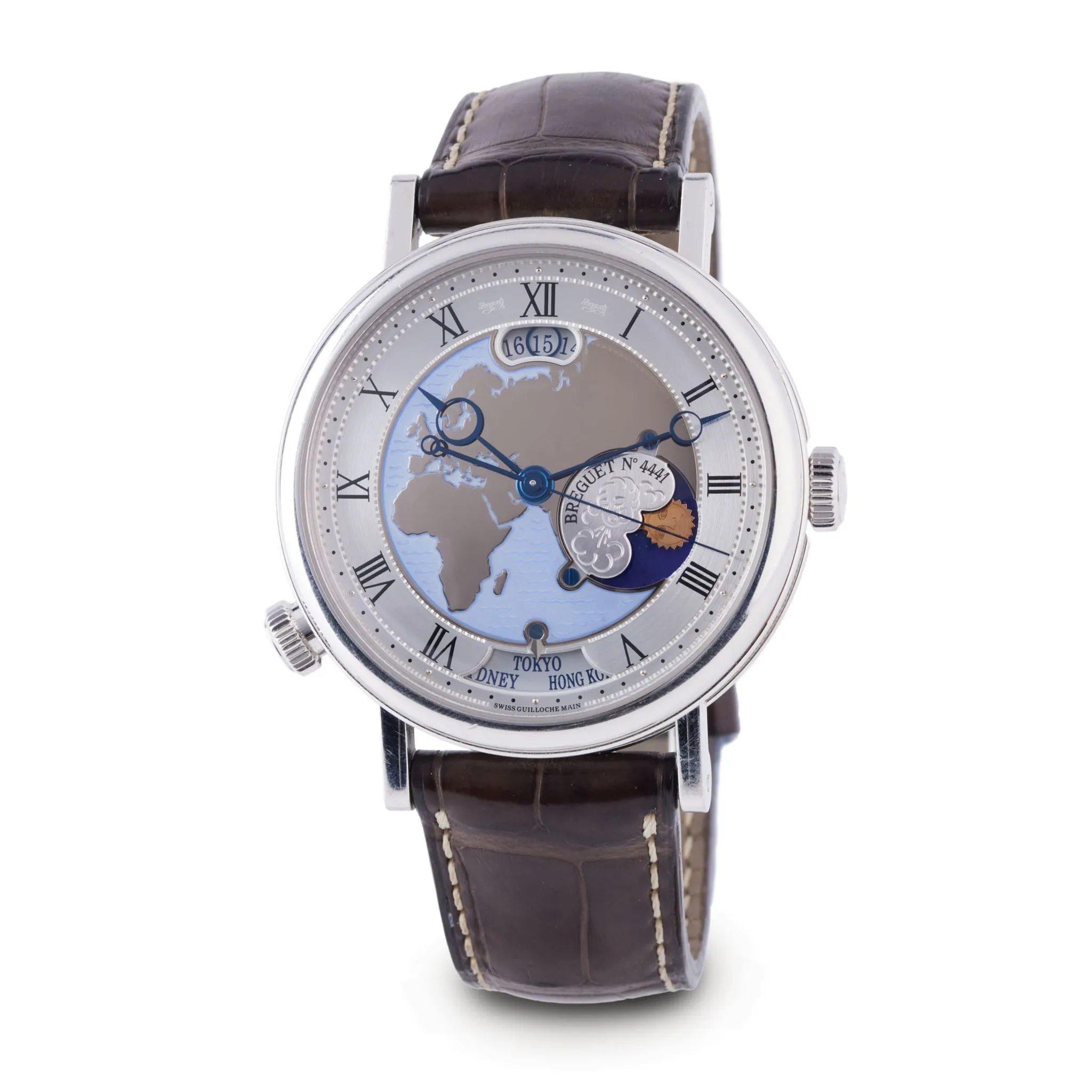 Breguet Classique 5717PT/EU/9ZU 44mm Platinum Blue and Silver and Artistic dial