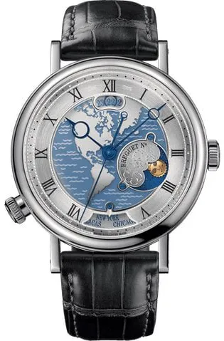 Breguet Classique 5717PT/US/9ZU 43mm Platinum Blue and Silver and Artistic dial