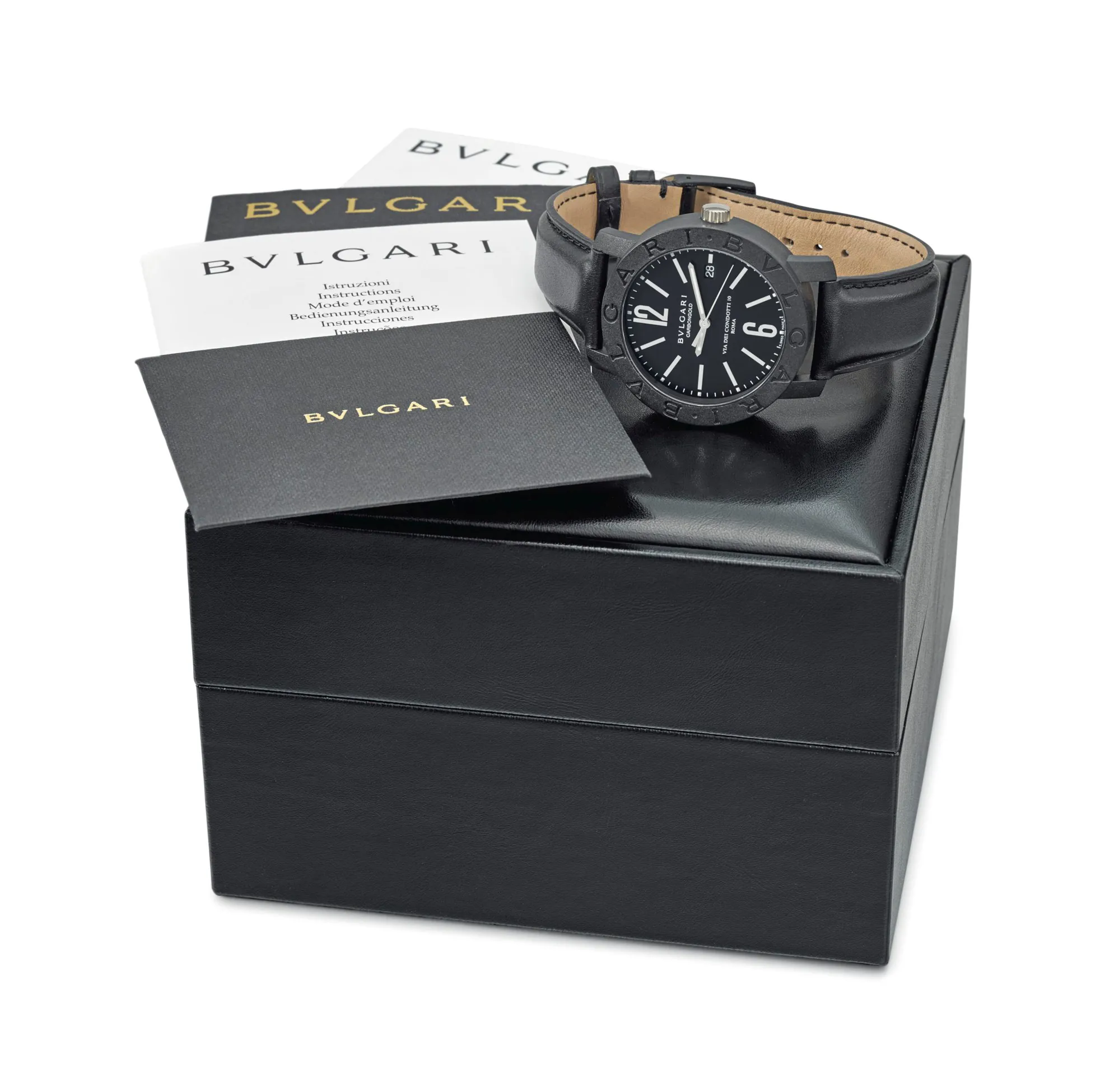 Bulgari Carbongold BB40CL 40mm Carbon fiber and White gold Black