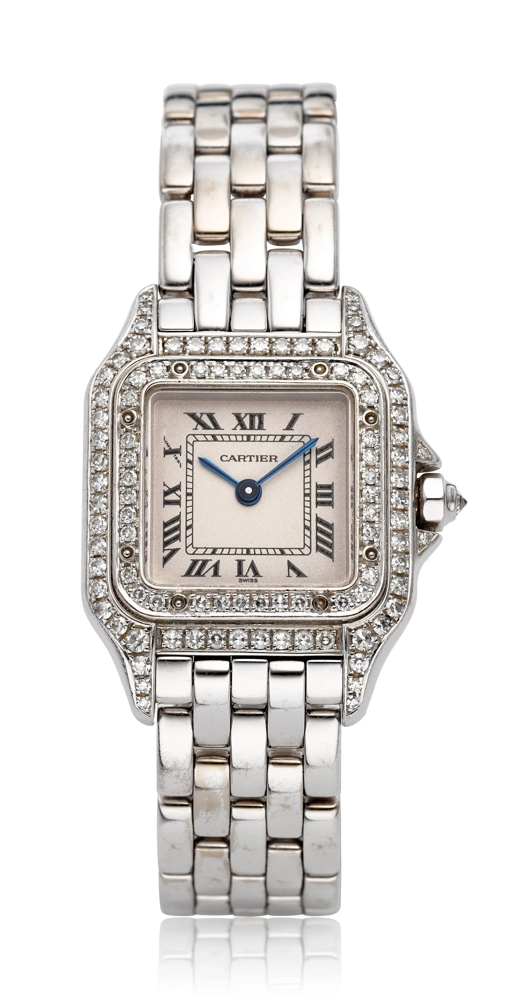 Cartier 1660 22mm White gold and Diamond Silvered