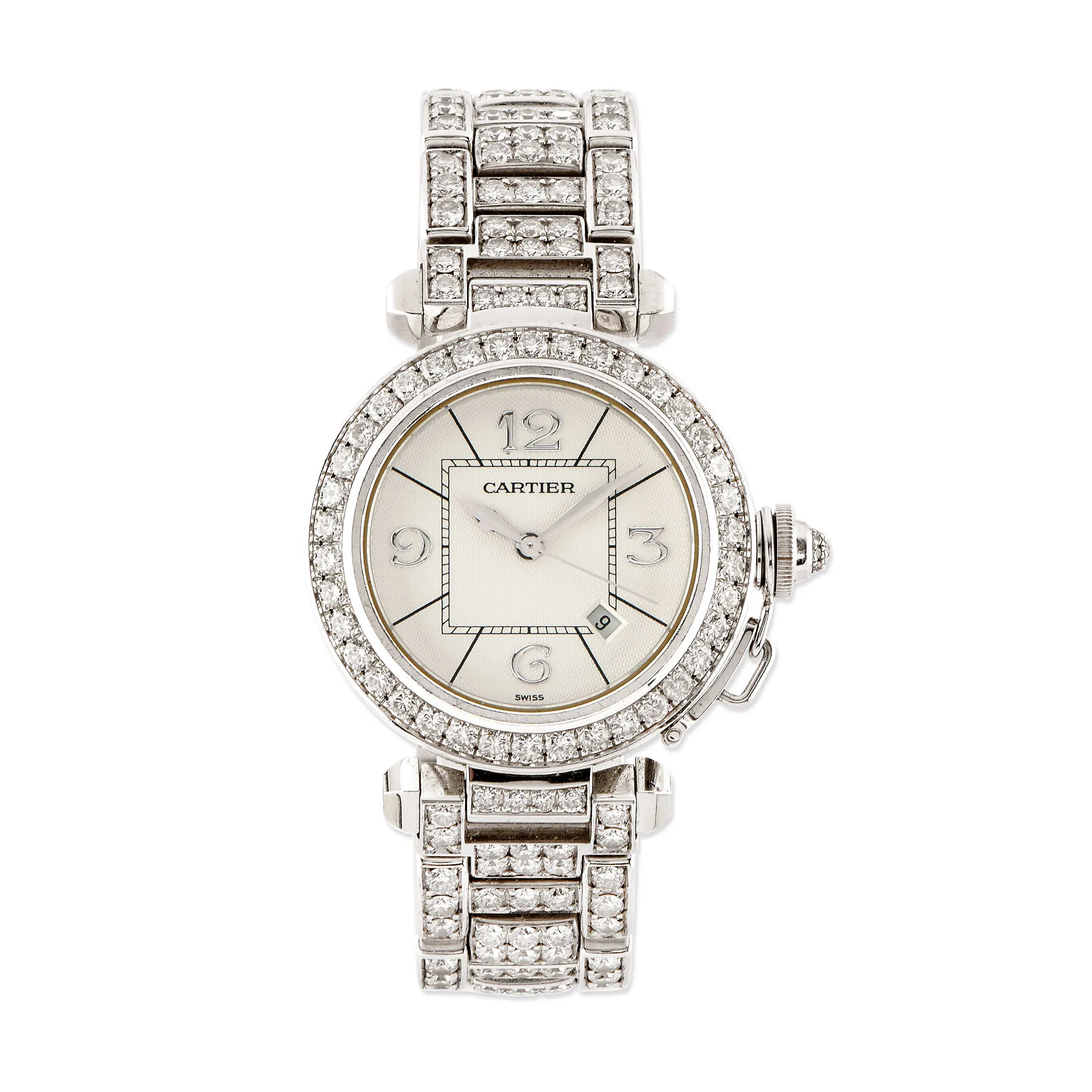 Cartier Pasha 2396 30.5mm White gold and Diamond Silver