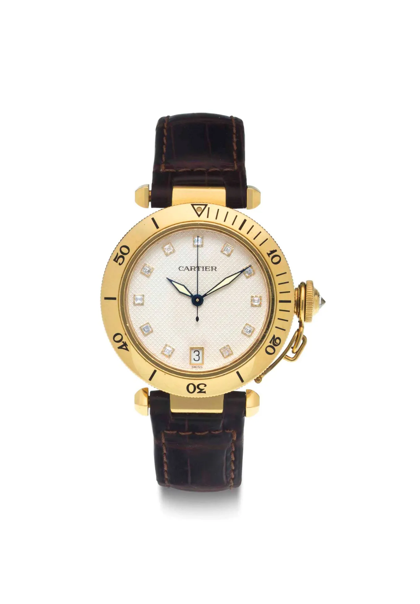 Cartier Pasha 1035 36mm Yellow gold Silver