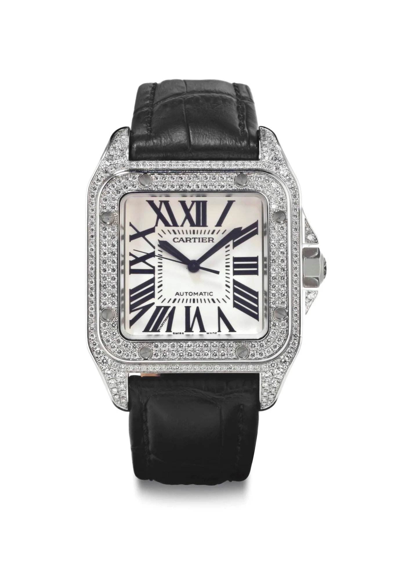 Cartier Santos 100 2744 38mm White gold Silver