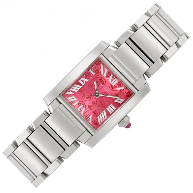 Cartier Tank 2384 25mm Stainless steel Red