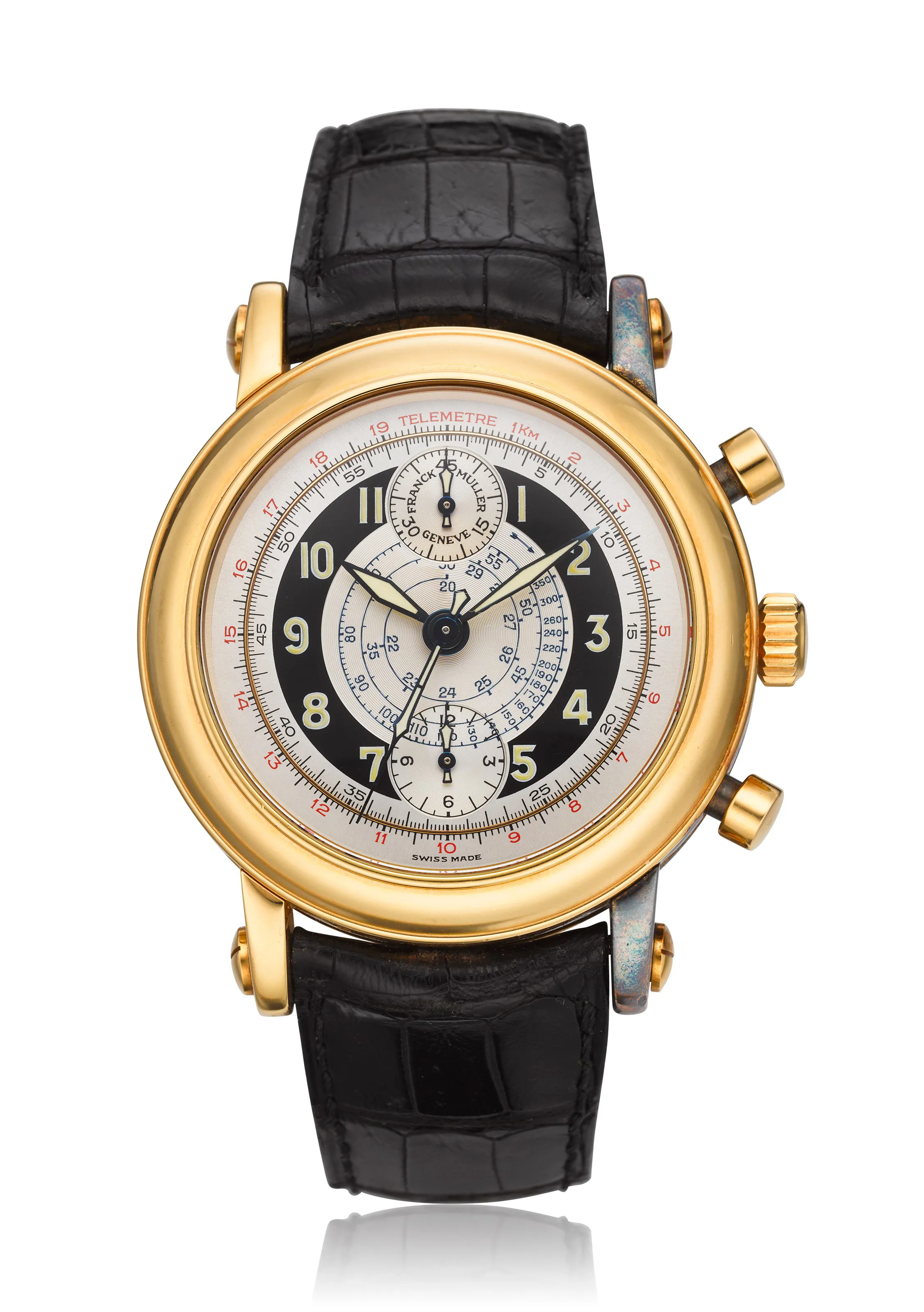 Franck Muller 7000 39mm Yellow gold Silvered and black