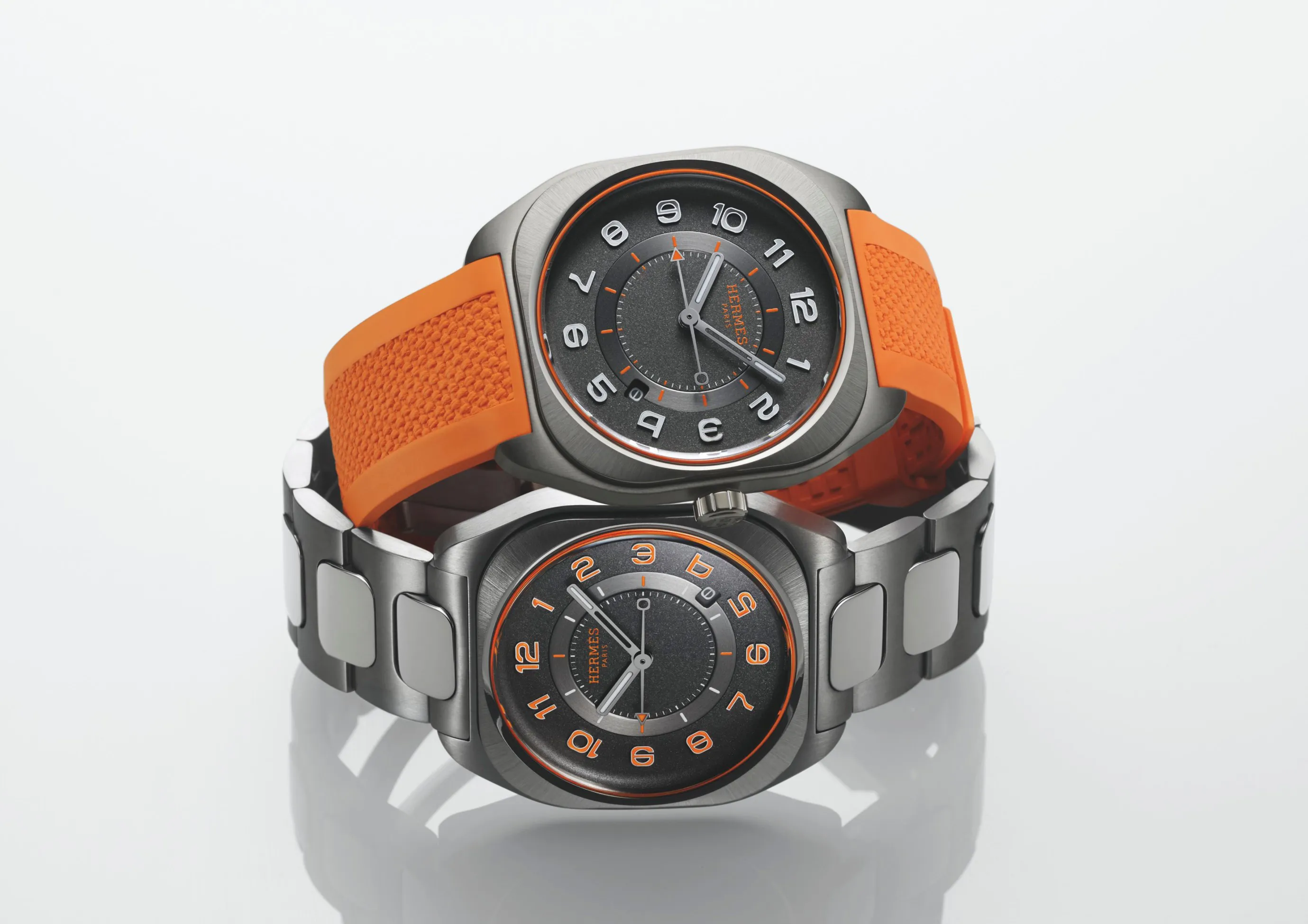 Hermès H08 SP1.741c.334/2100 39mm Titanium Black & Orange