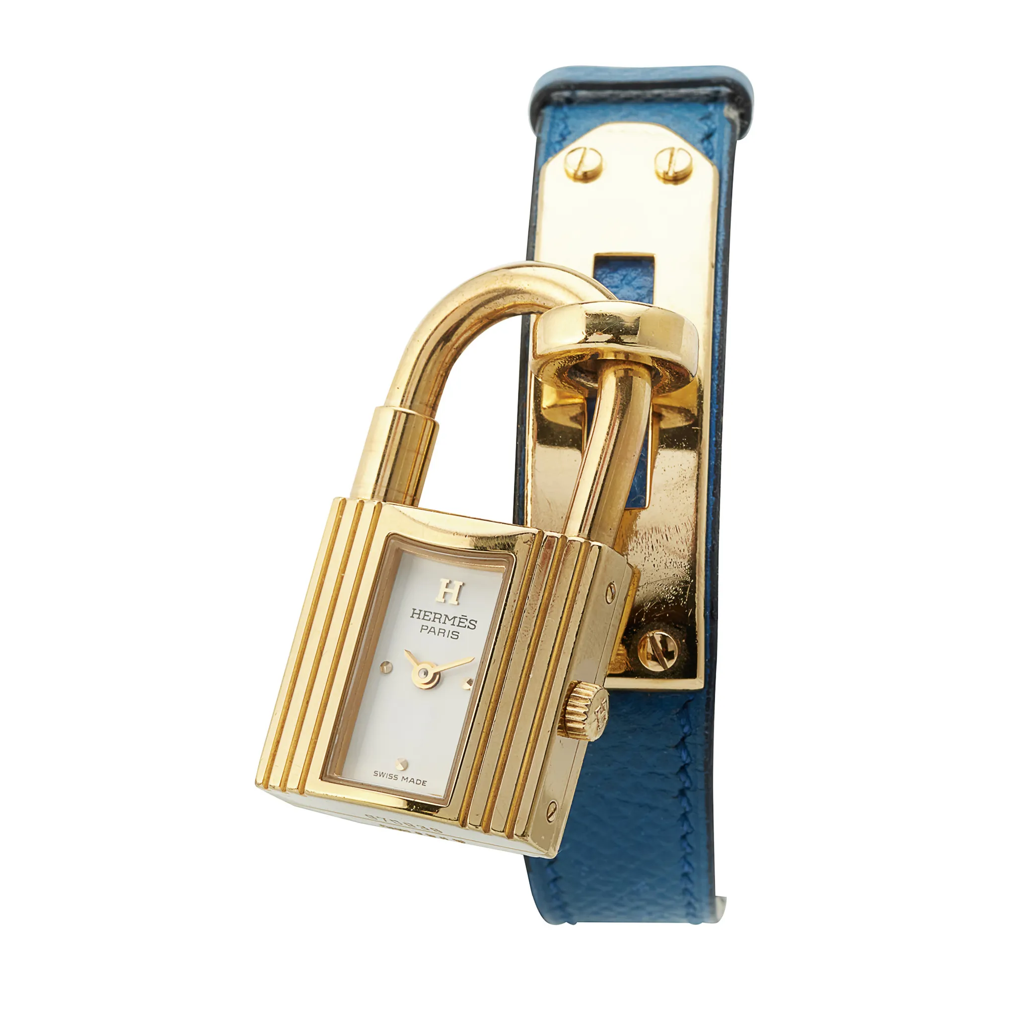 Hermès Kelly-Cadenas 3901 / 073679 20mm Stainless Steel and Gold plated White