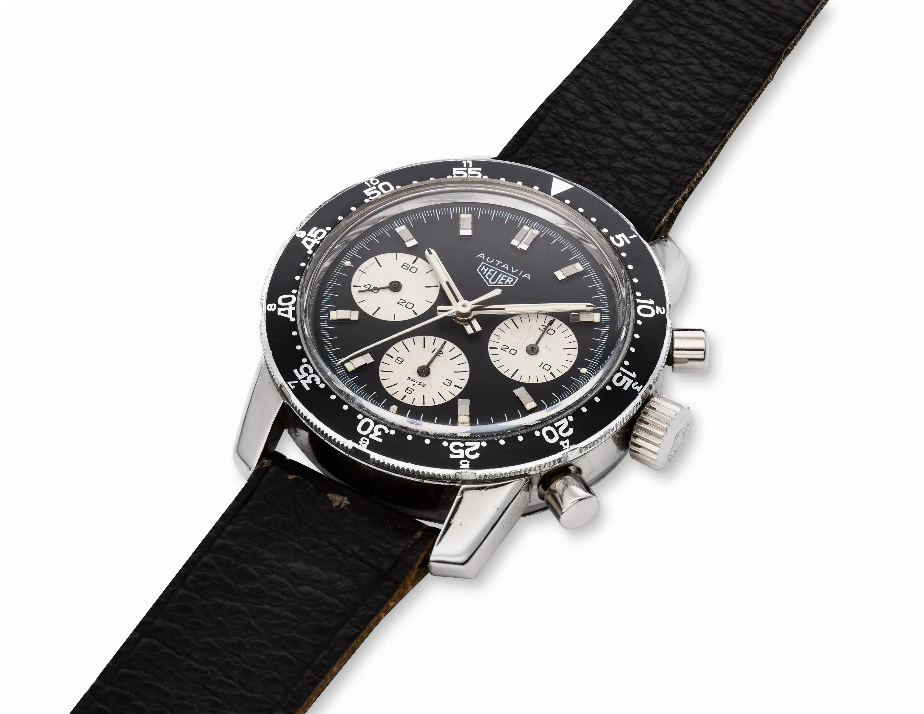 Heuer 2446C 40.5mm Stainless steel Black and white 1