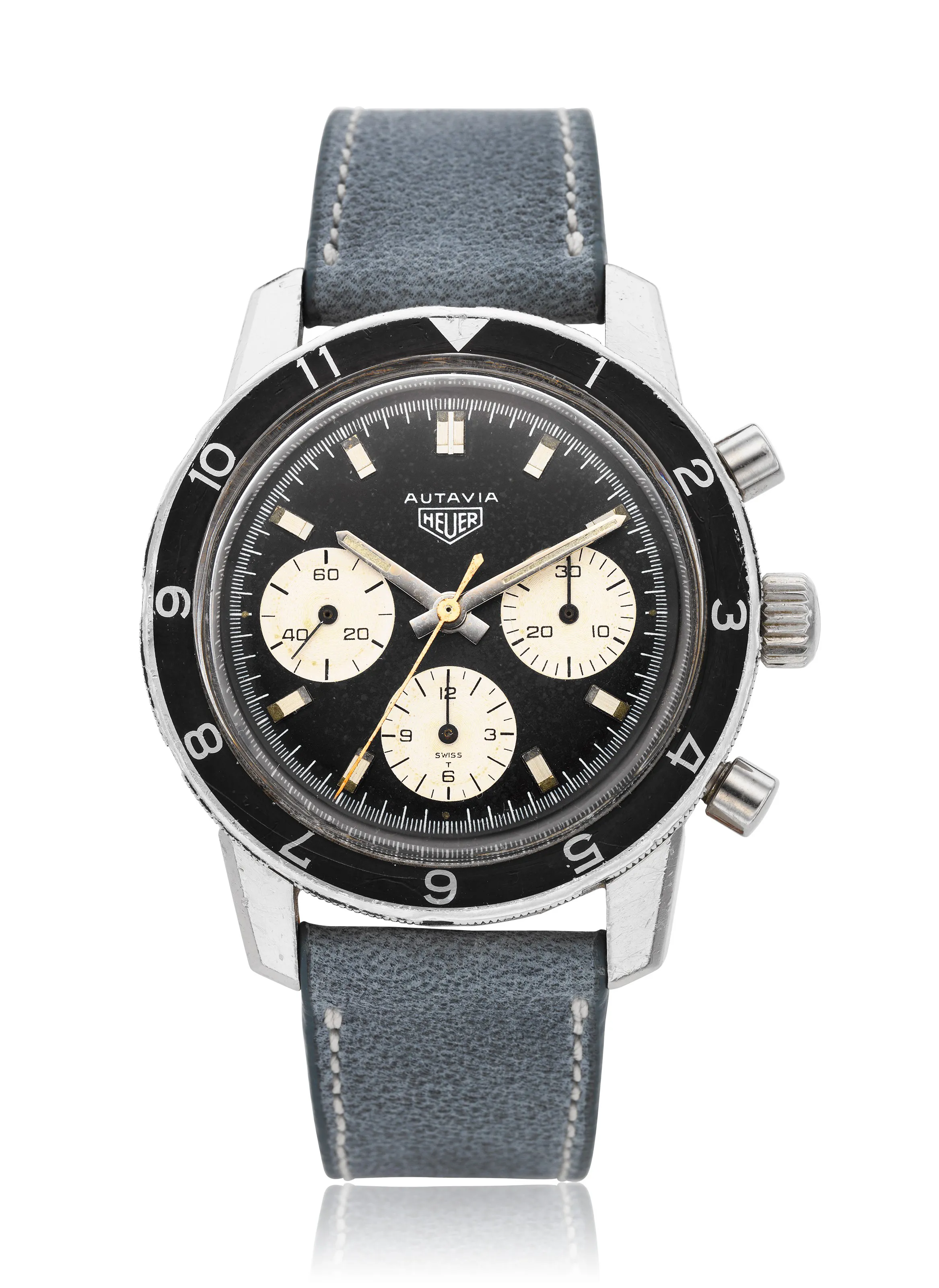 Heuer 2446C 40.5mm Stainless steel Black and white