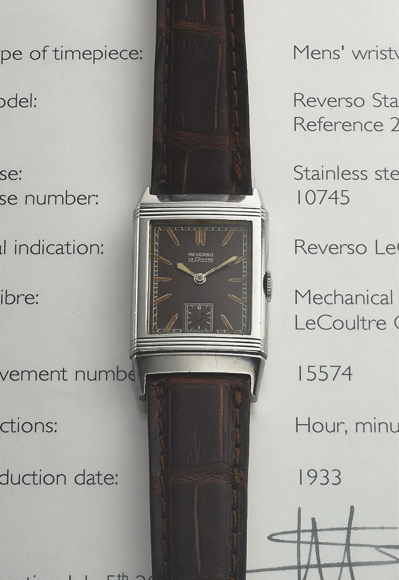 Jaeger-LeCoultre Reverso 201 23mm Stainless steel Brown