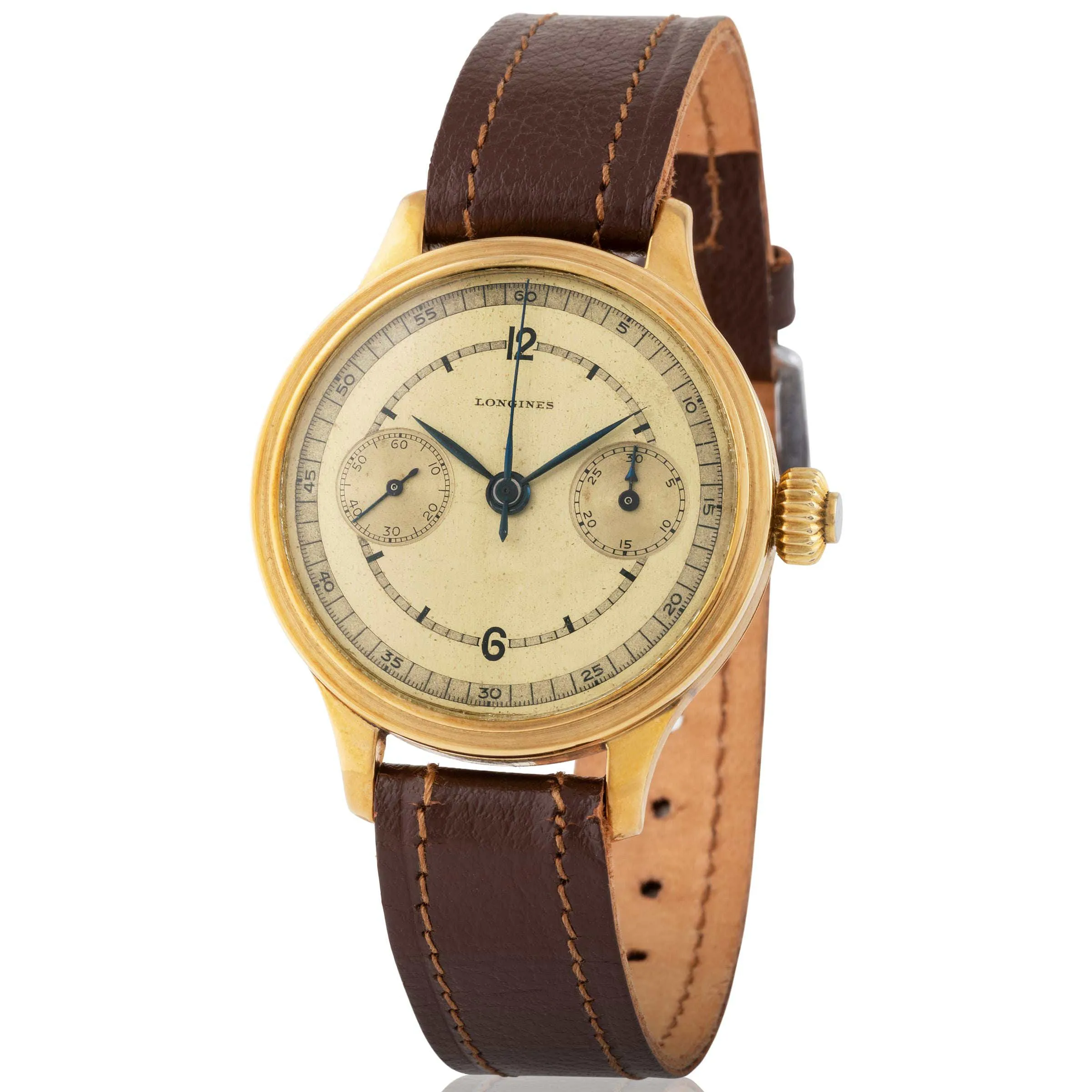 Longines Monopusher 3081 33mm Yellow gold Cream