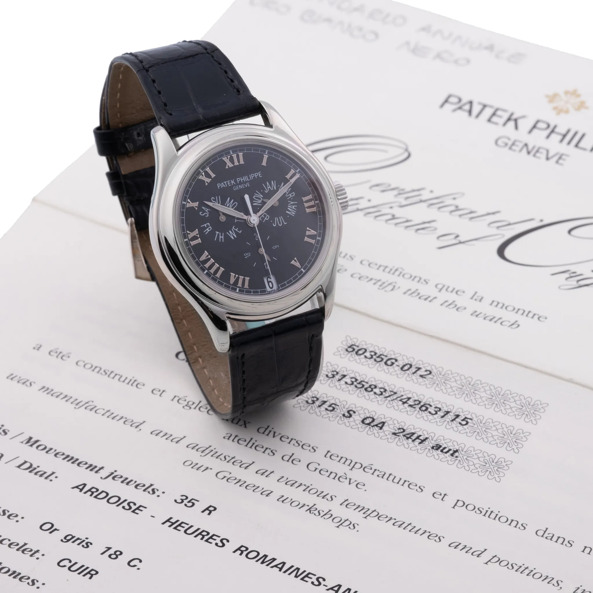 Patek Philippe Annual Calendar 5035G-012 37mm White gold black dial