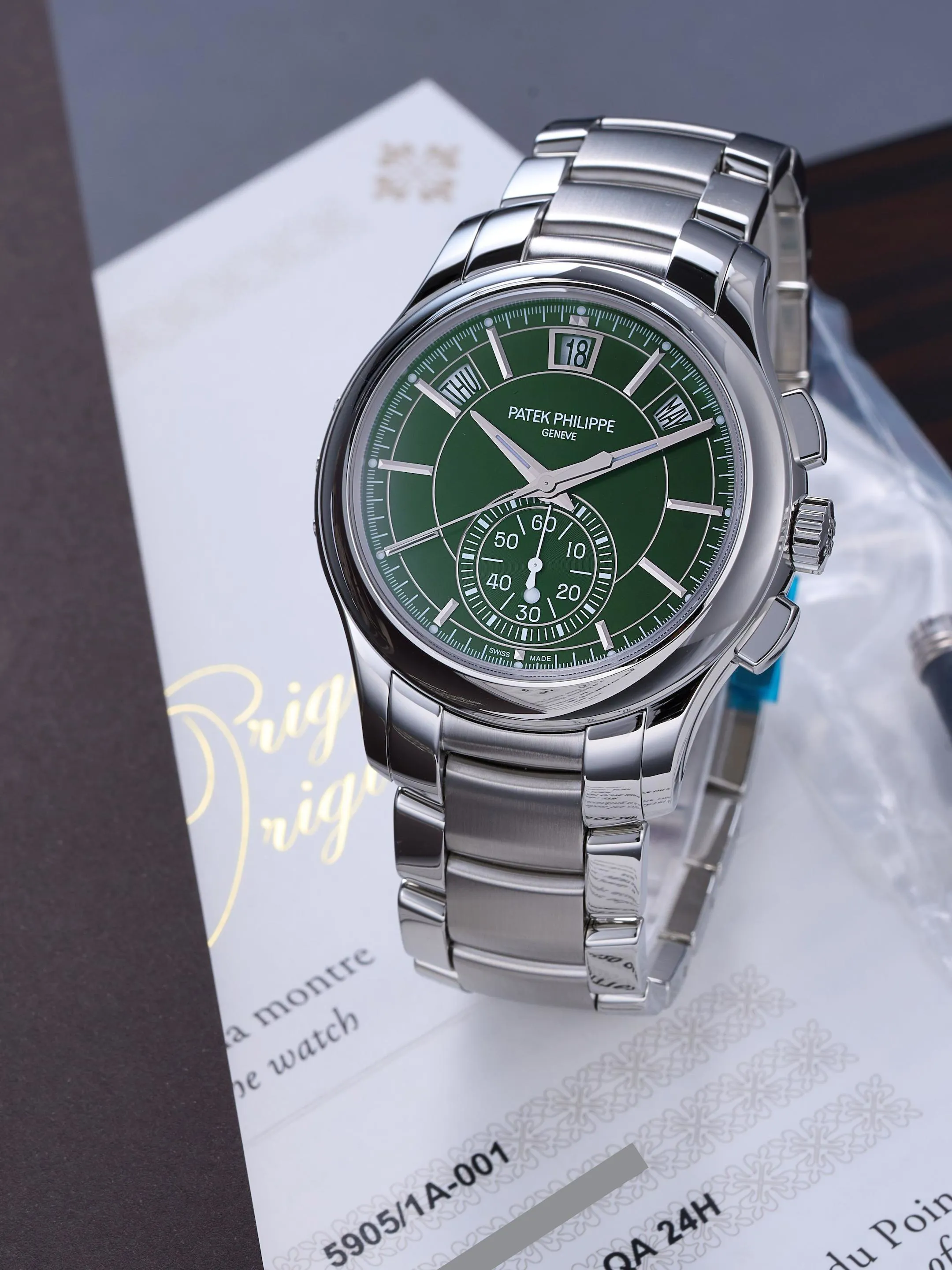 Patek Philippe Annual Calendar Chronograph 5905/1A-001 42mm Stainless steel Green