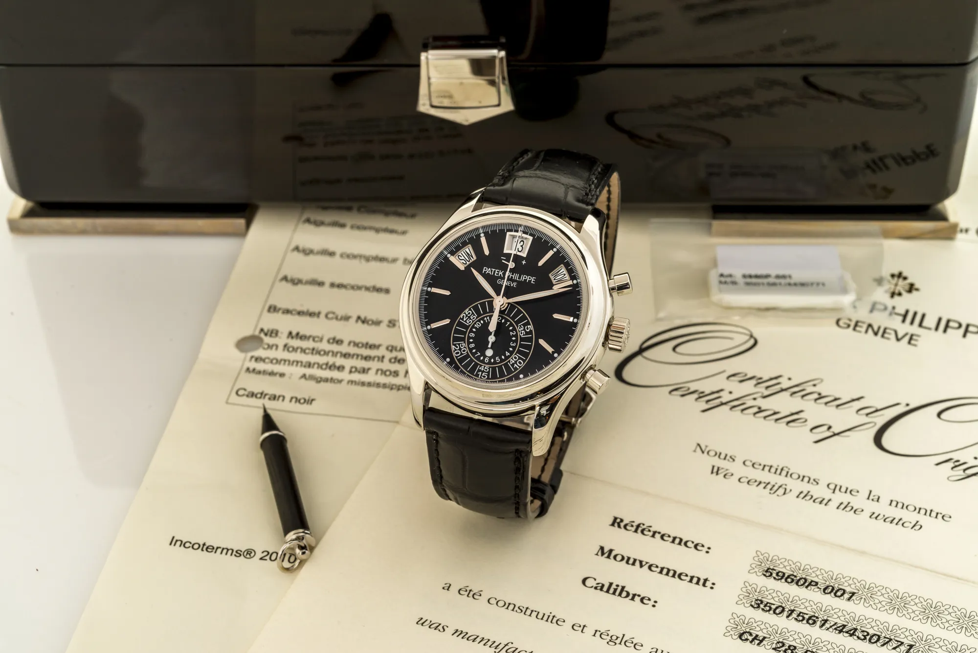 Patek Philippe Annual Calendar Chronograph 5960P 41mm Platinum Black