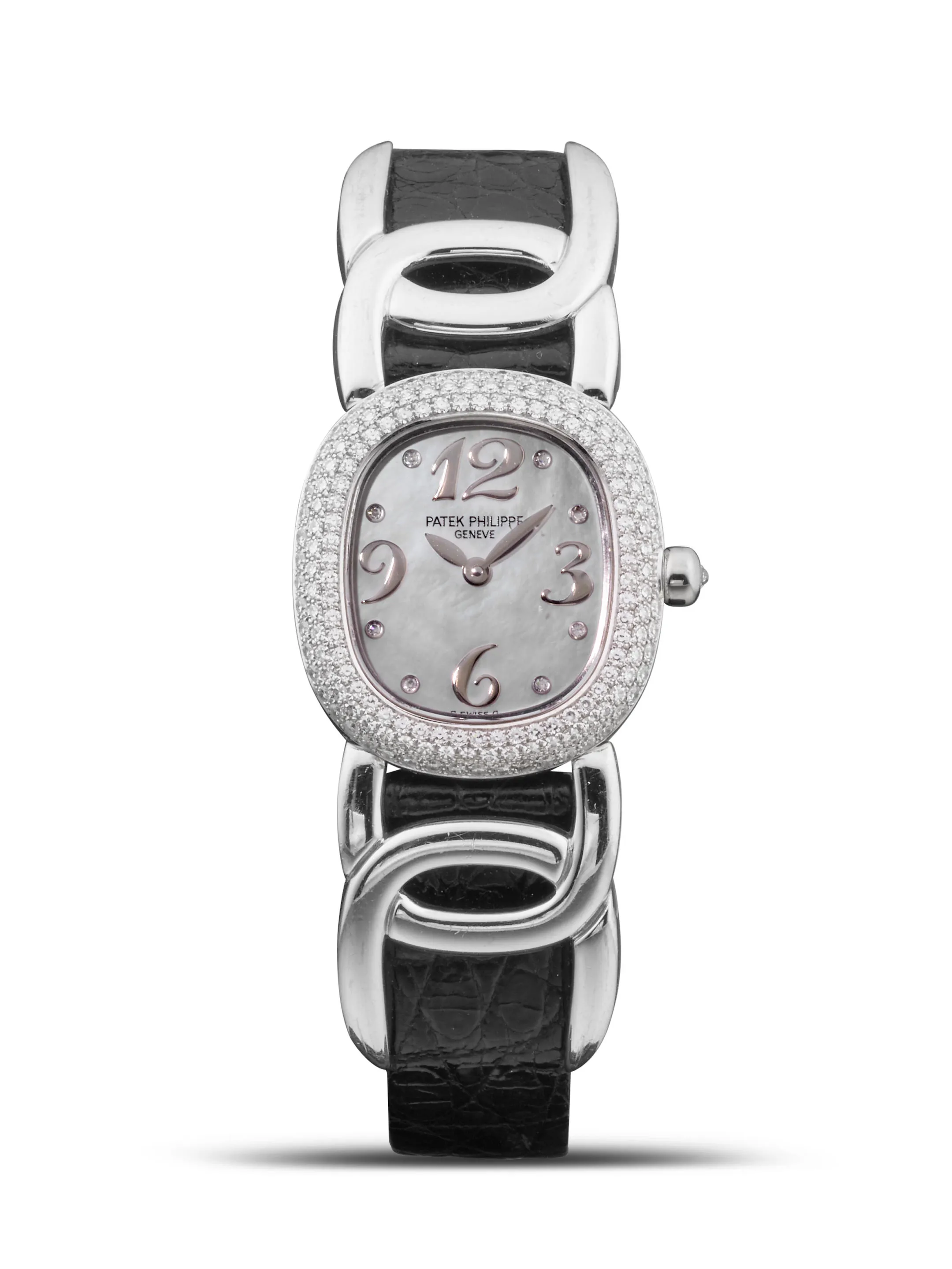 Patek Philippe Golden Ellipse 4831 23mm 18k white gold Mother of pearl and diamond-set