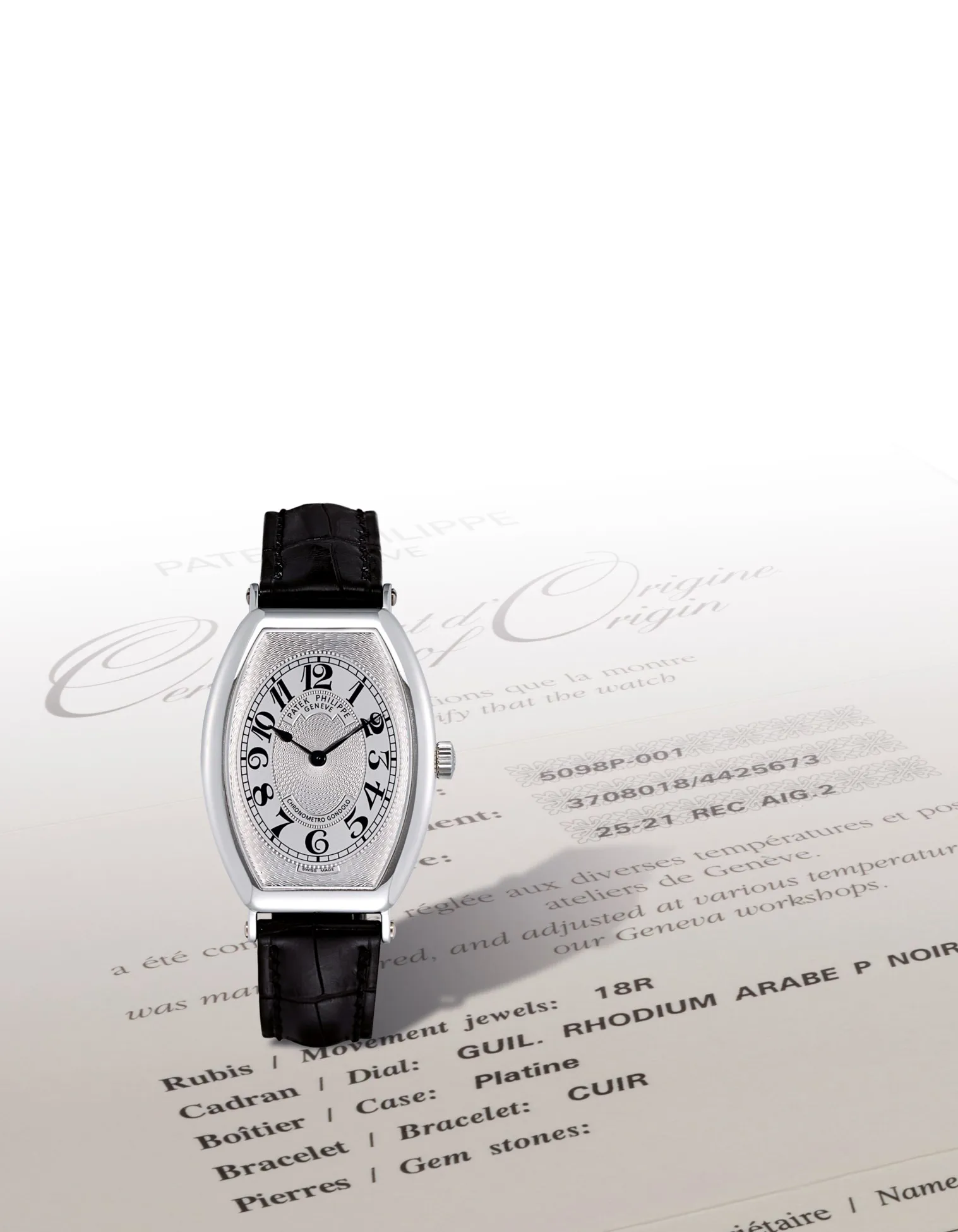 Patek Philippe Gondolo 5098P 32mm Platinum Silvered guilloched