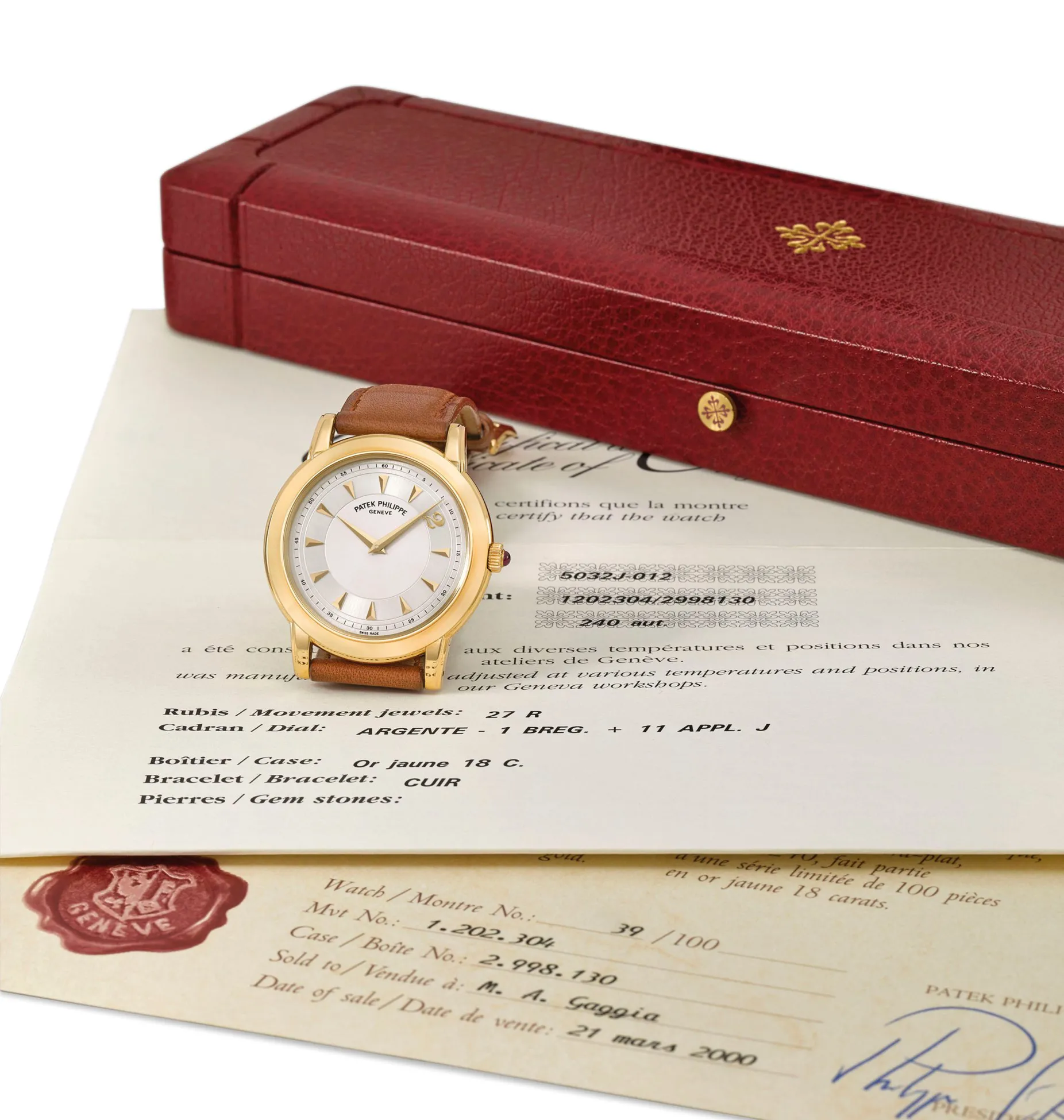 Patek Philippe Millenium 5032J-012 36mm Yellow gold Silver