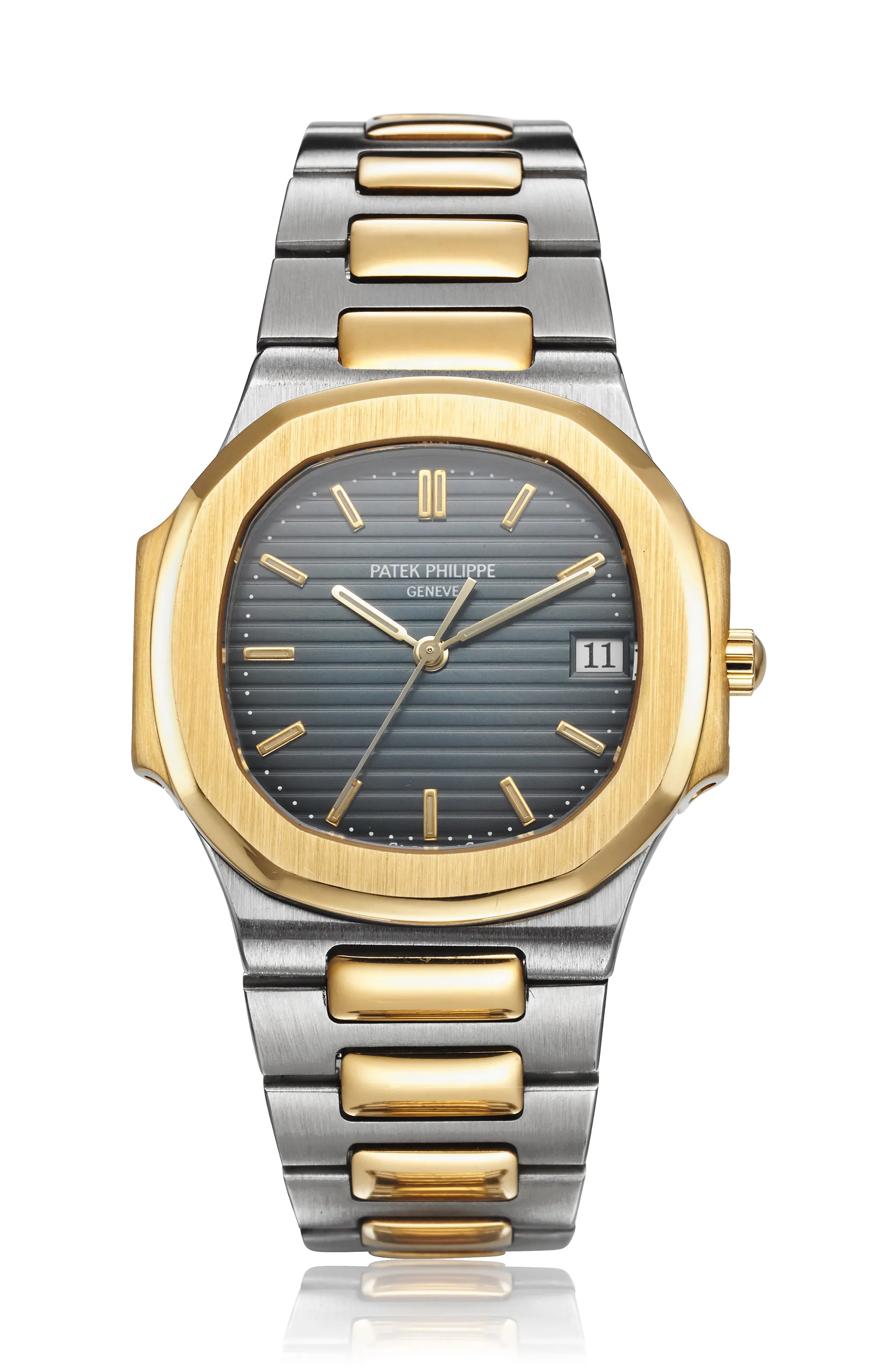 Patek Philippe Nautilus 3900/001 33mm Yellow gold and Stainless steel blue ribbed