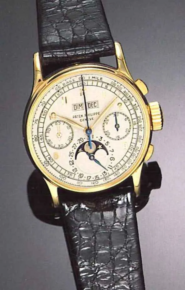 Patek Philippe Perpetual Calendar Chronograph 1518 34mm Yellow gold Silver