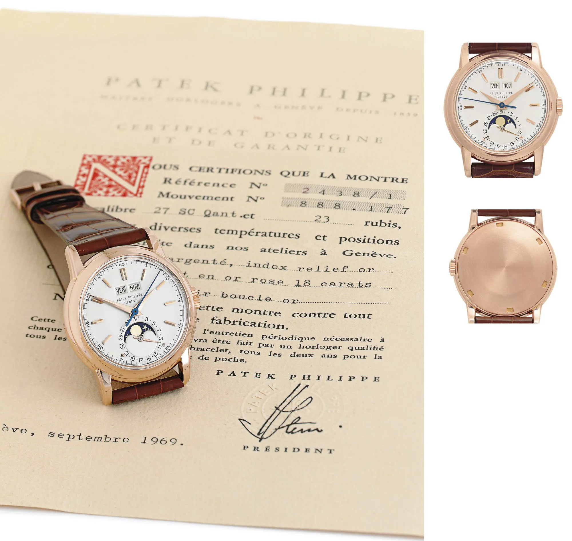 Patek Philippe Perpetual Calendar 2438/1 37mm Rose gold Silver