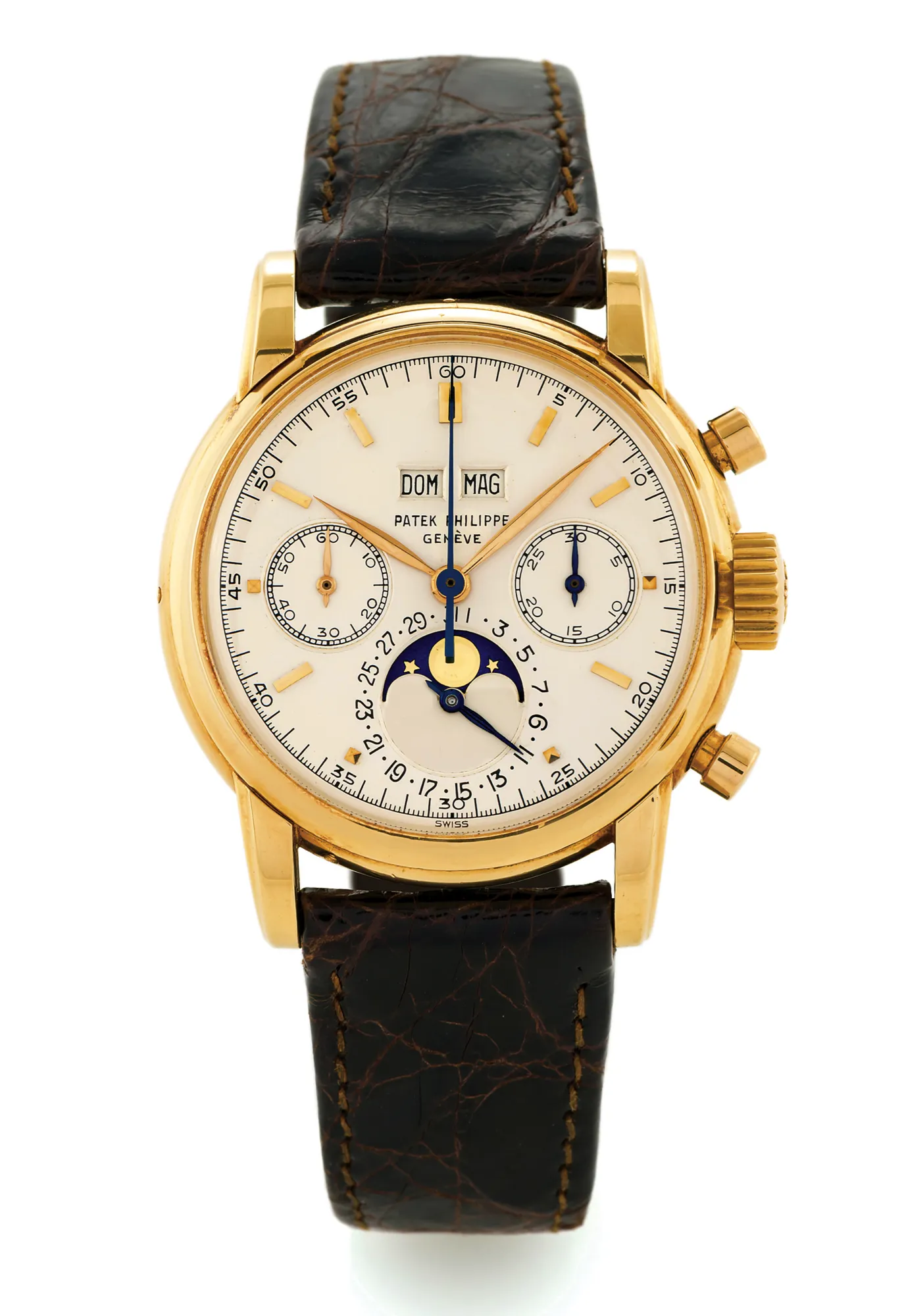 Patek Philippe Perpetual Calendar Chronograph 2499 38mm Yellow gold Cream