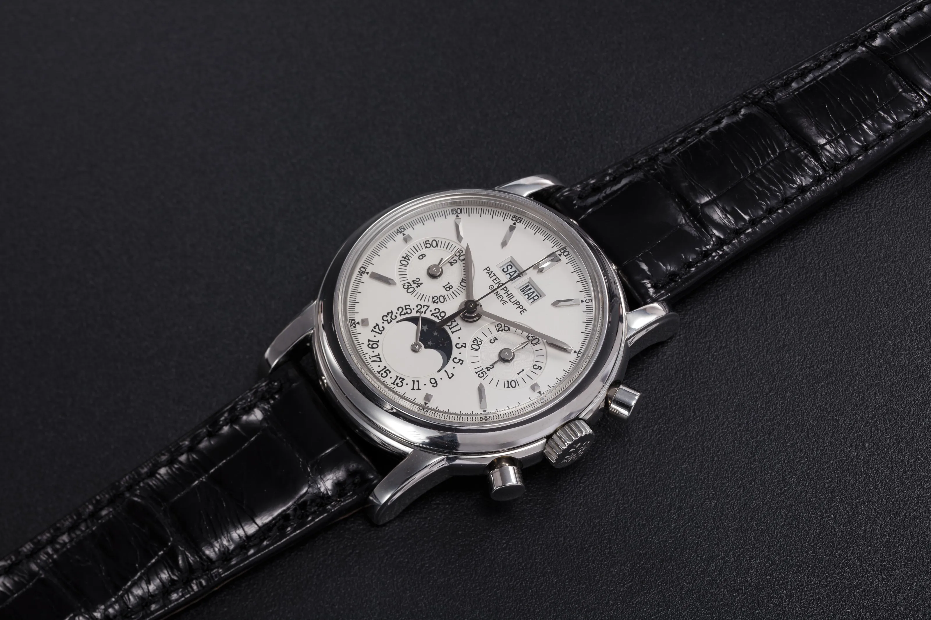 Patek Philippe Perpetual Calendar Chronograph 3970EP 36mm Platinum Silver