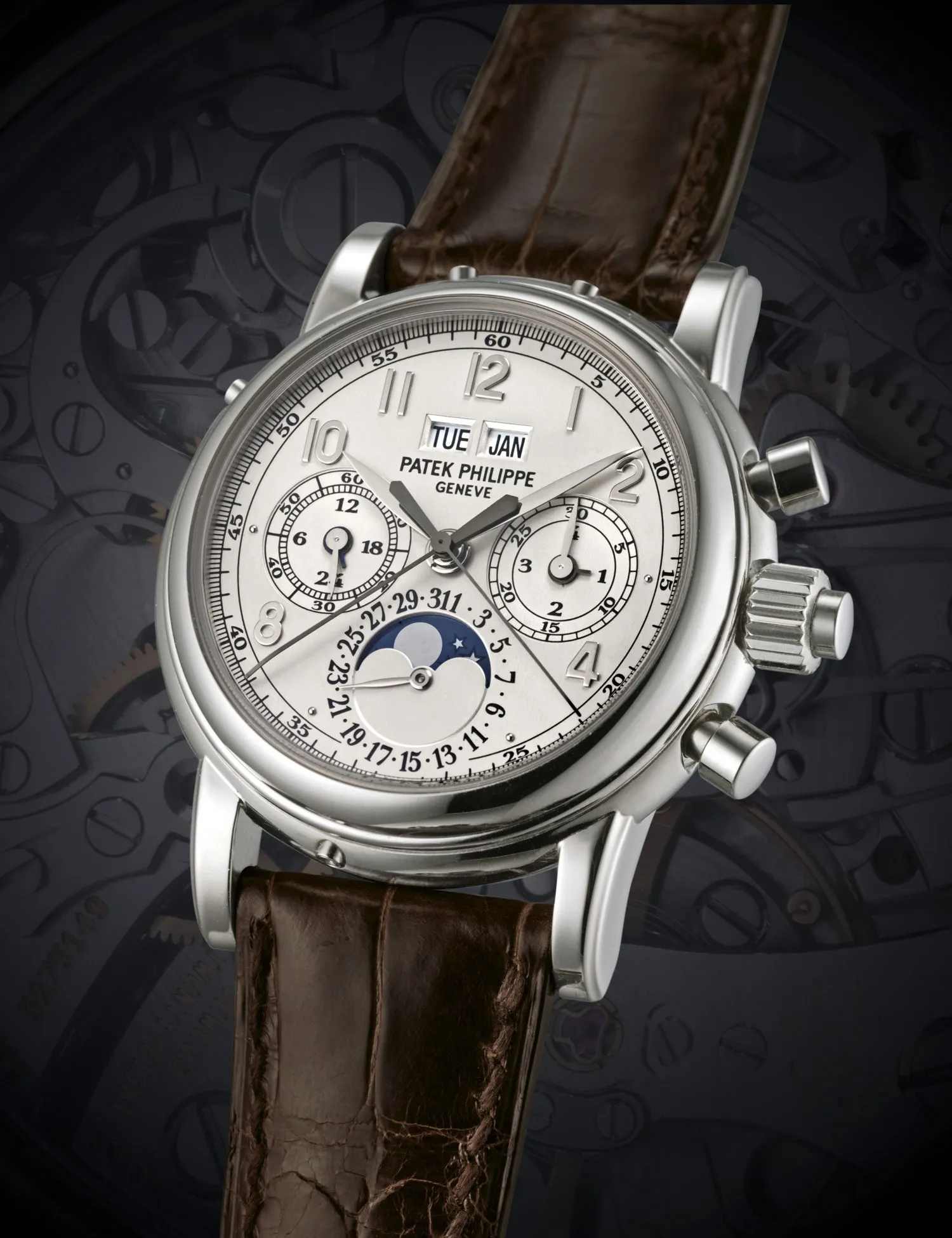 Patek Philippe Perpetual Calendar Split-Seconds Chronograph 5004G 37mm White gold Silver