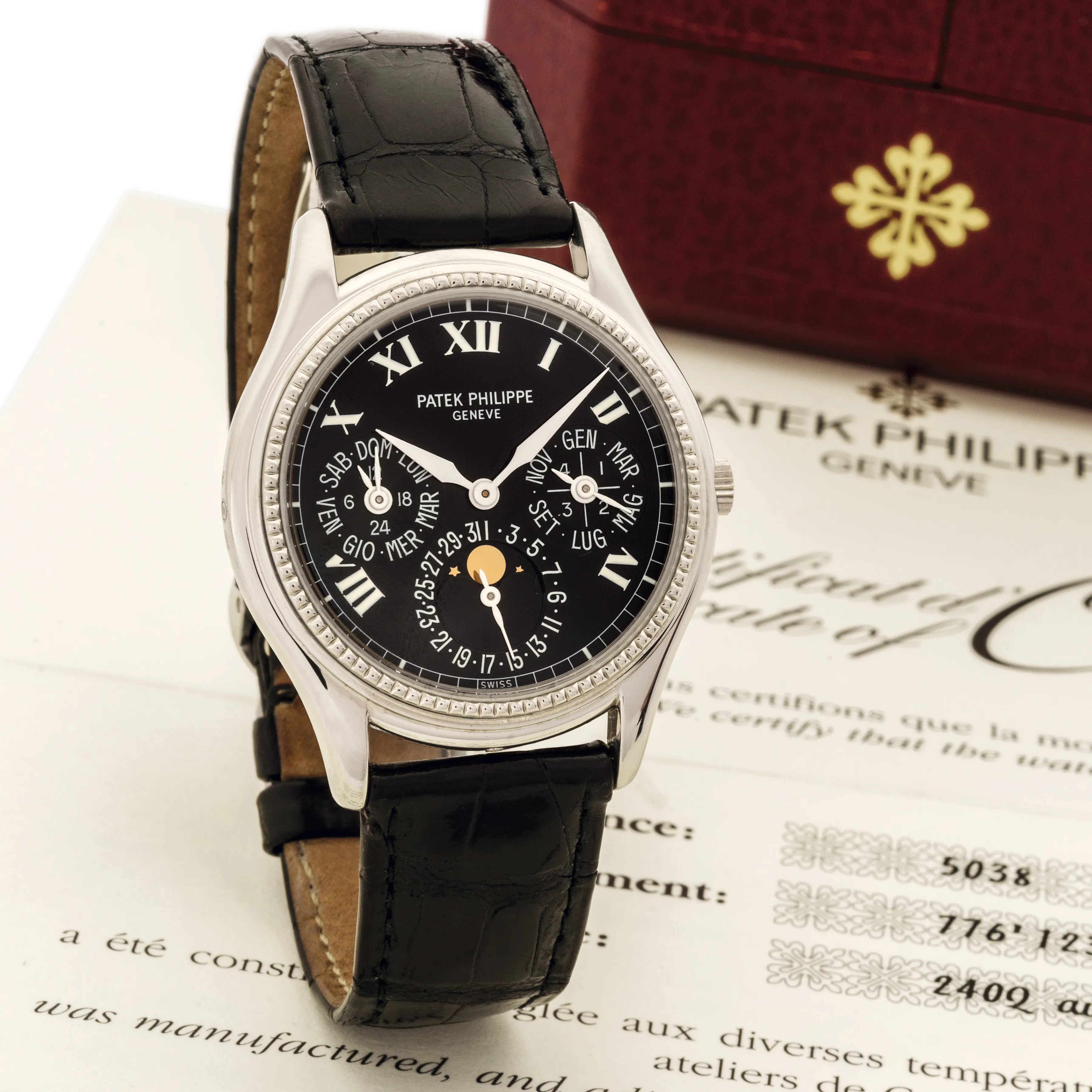 Patek Philippe Perpetual Calendar 5038 36mm White gold Black