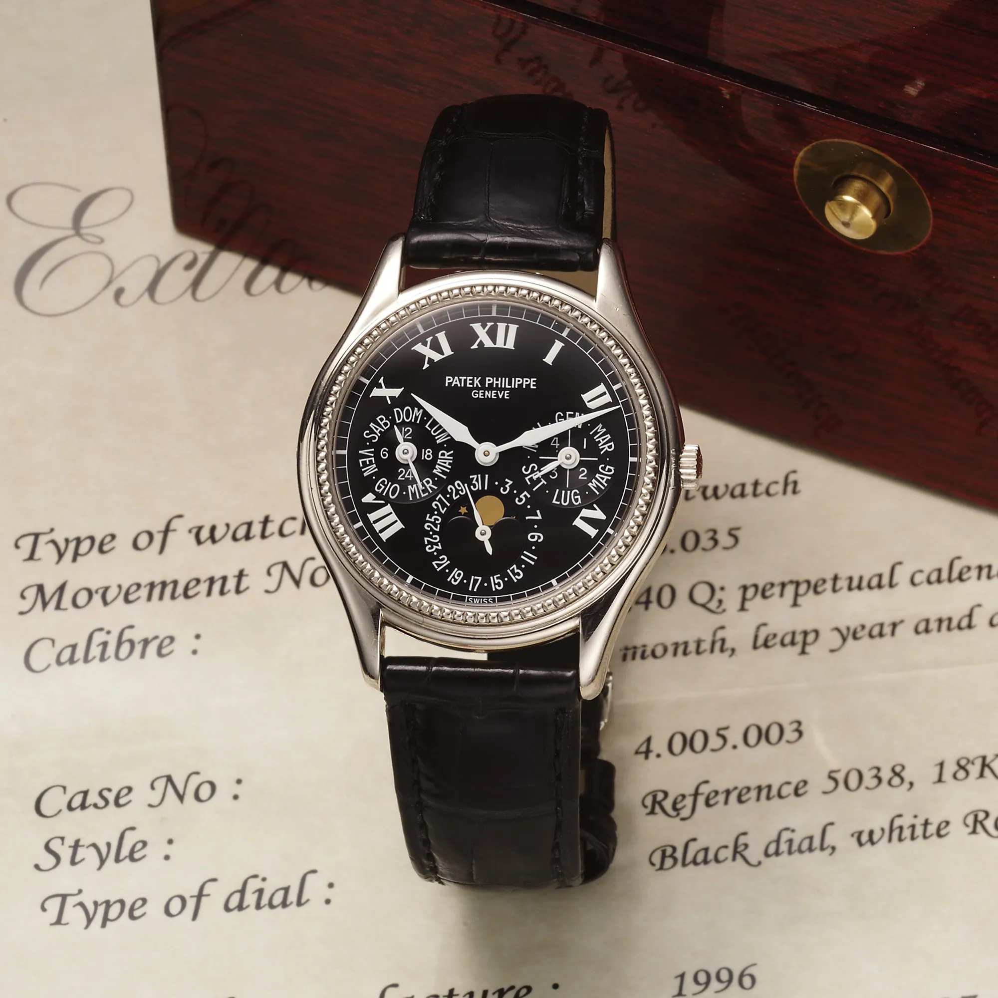 Patek Philippe Perpetual Calendar 5038G 36mm White gold Black