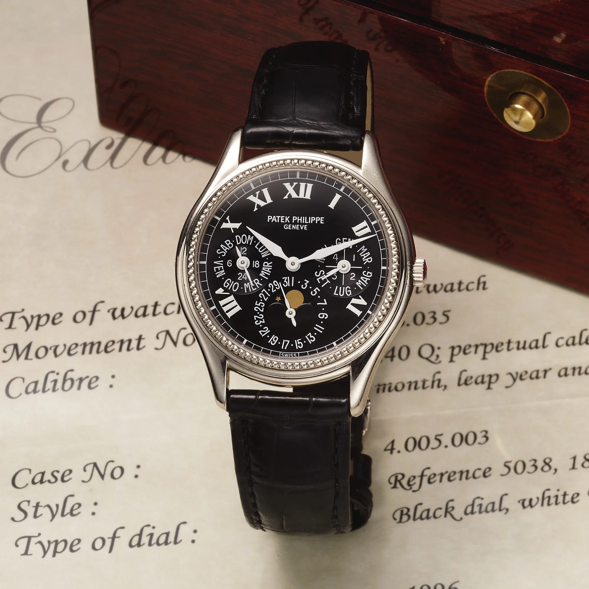 Patek Philippe Perpetual Calendar 5038G 36mm White gold Black