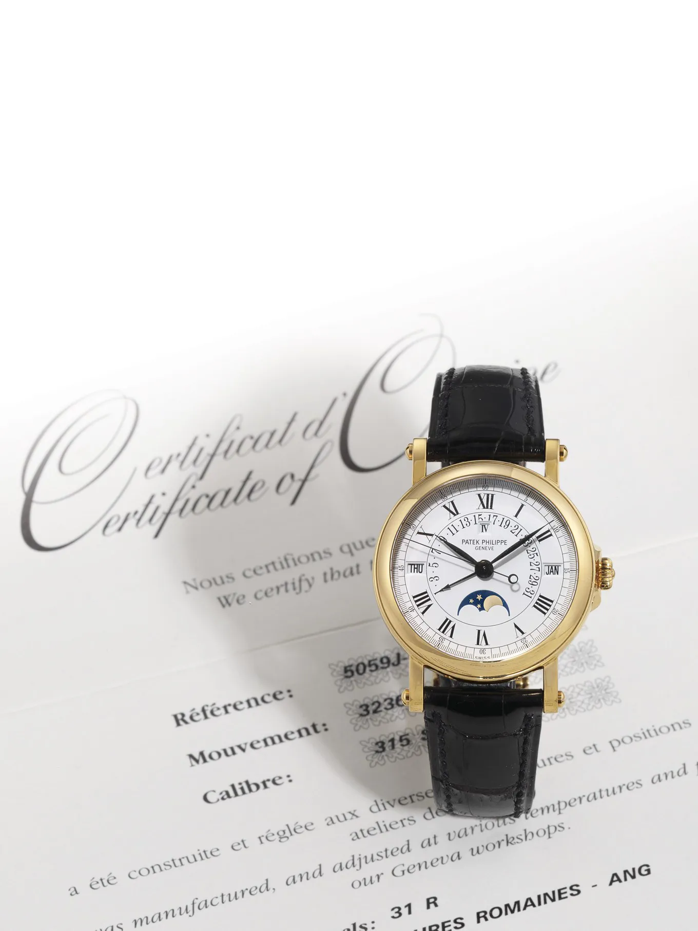 Patek Philippe Perpetual Calendar 5059J 36mm Yellow gold Porcelain