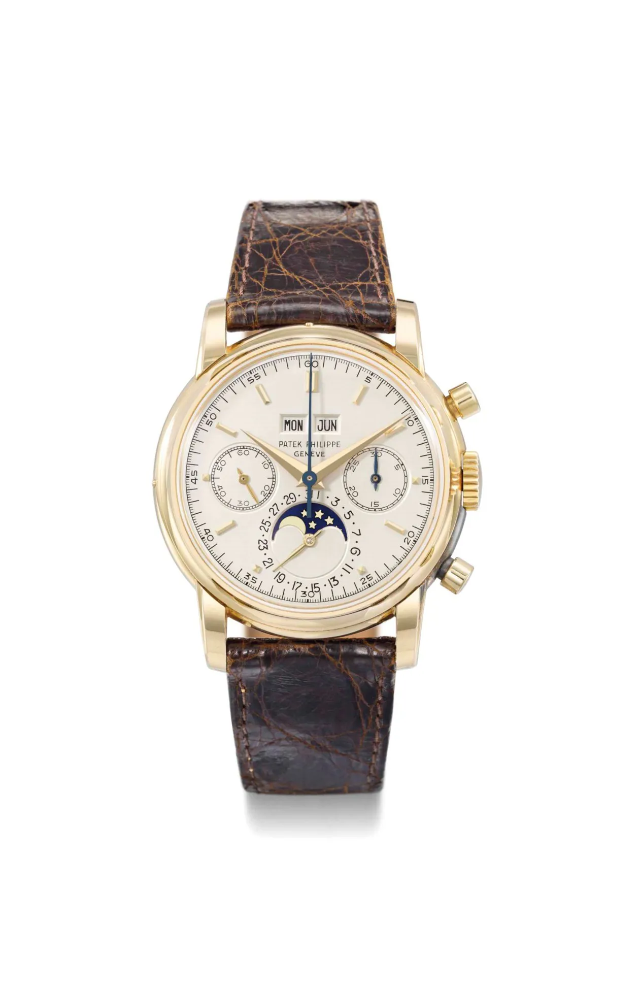 Patek Philippe Perpetual Calendar Chronograph 2499 37.7mm Yellow gold Silvered