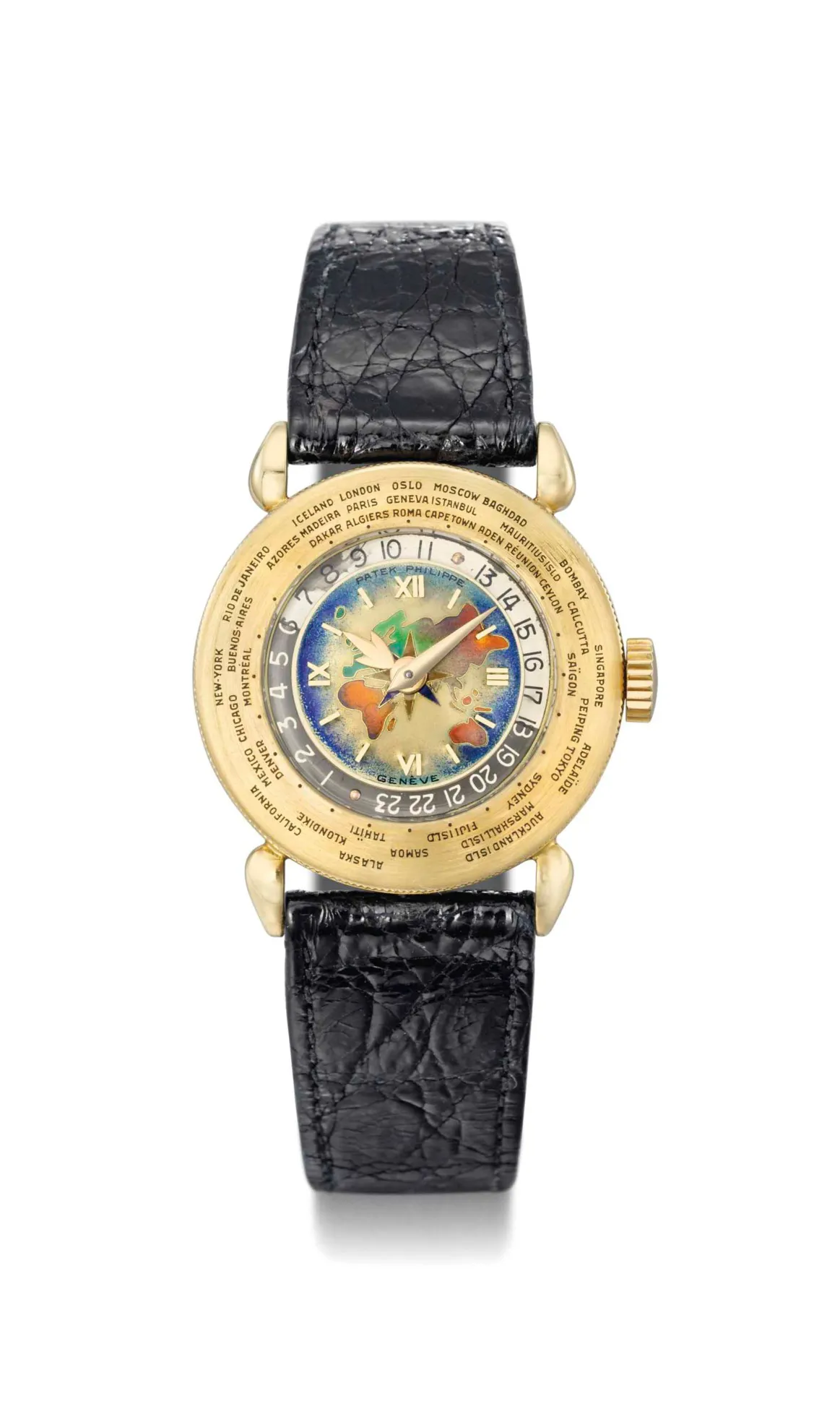 Patek Philippe World Time 1415 HU 31mm Yellow gold Enamel