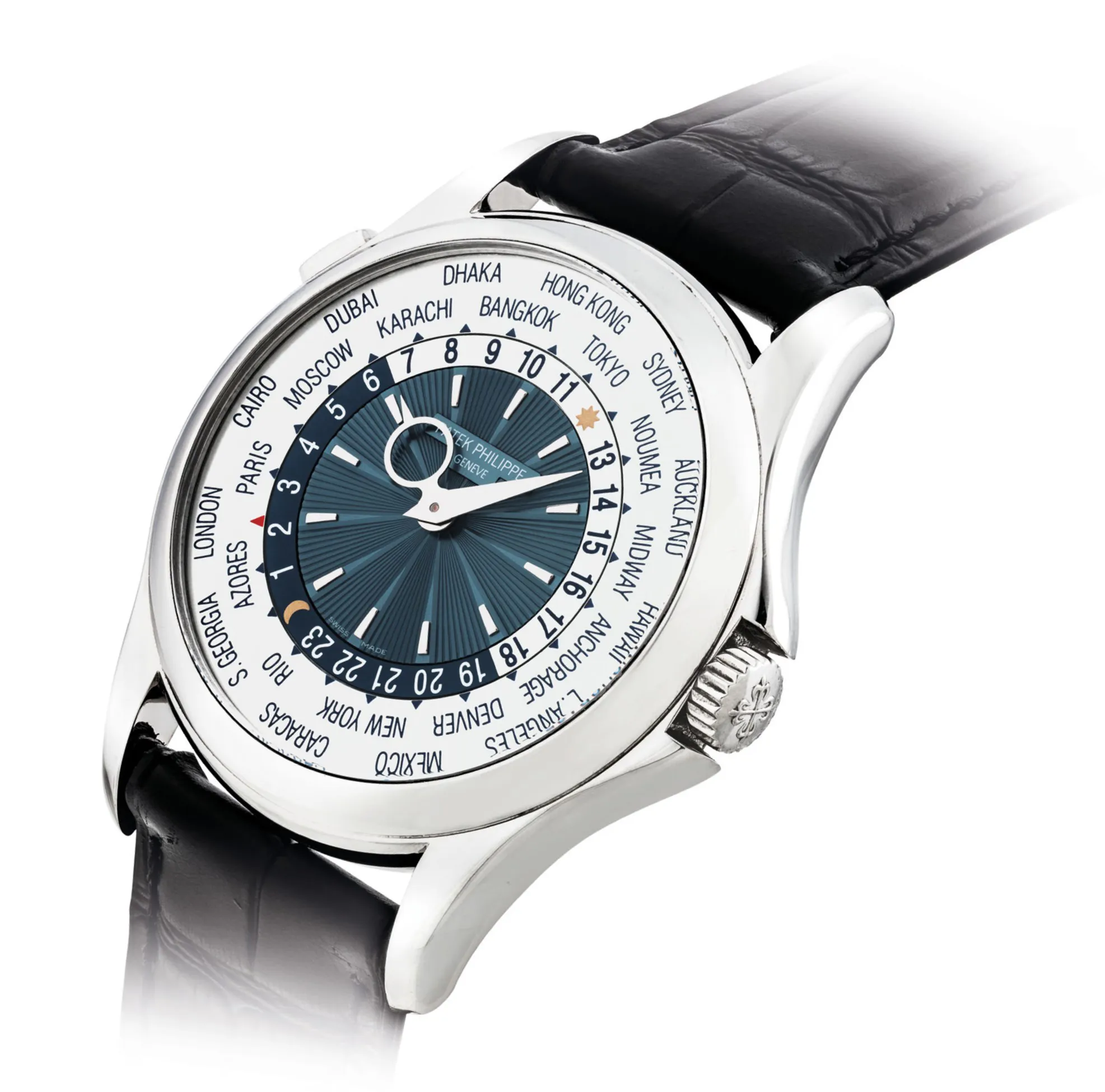 Patek Philippe World Time 5130P 39.5mm Platinum White and blue