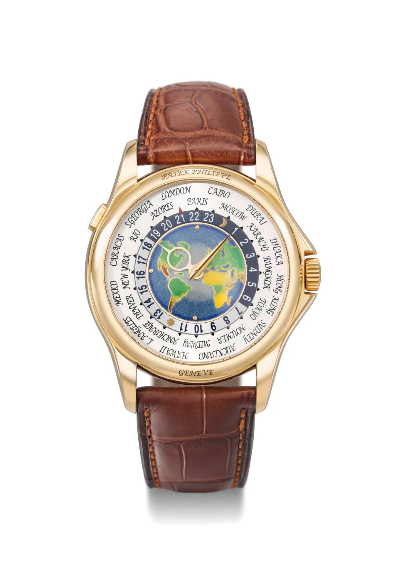 Patek Philippe World Time 5131J 39.5mm Yellow gold Cloisonee enamel