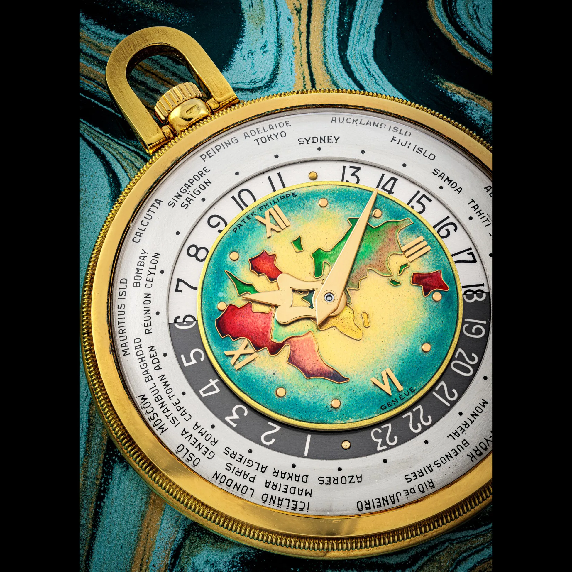 Patek Philippe World Time 605HU 44mm Yellow gold Enamel 1