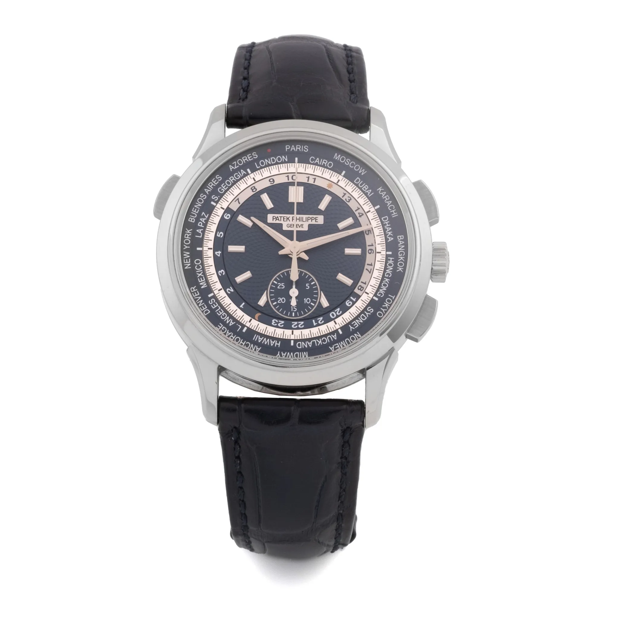 Patek Philippe World Time Chronograph 5930G-001 39mm White gold Blue