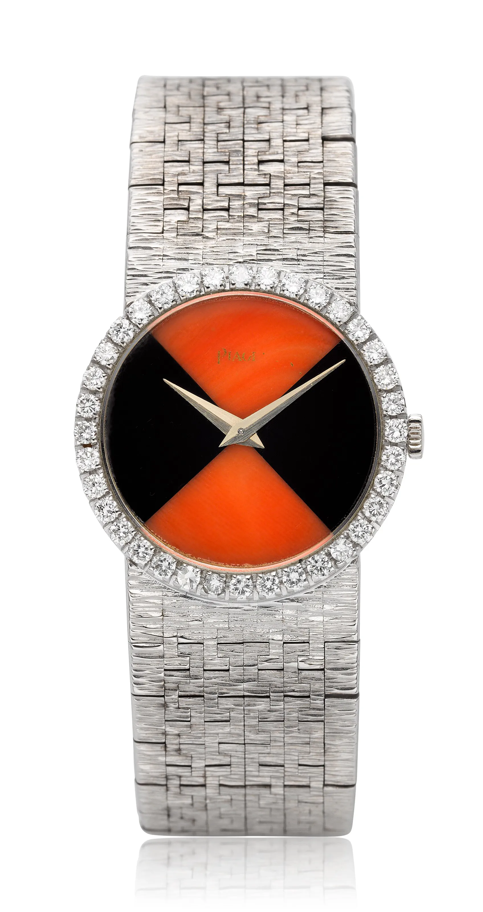 Piaget 9706 A6 24mm White gold and Diamond Coral and onyx